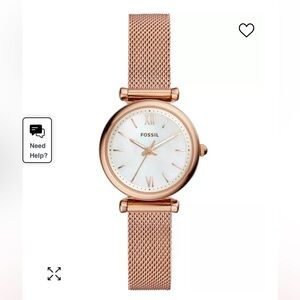Fossil Mini Carlie Rose Gold Tone Stainless Steel Bracelet Watch 28mm